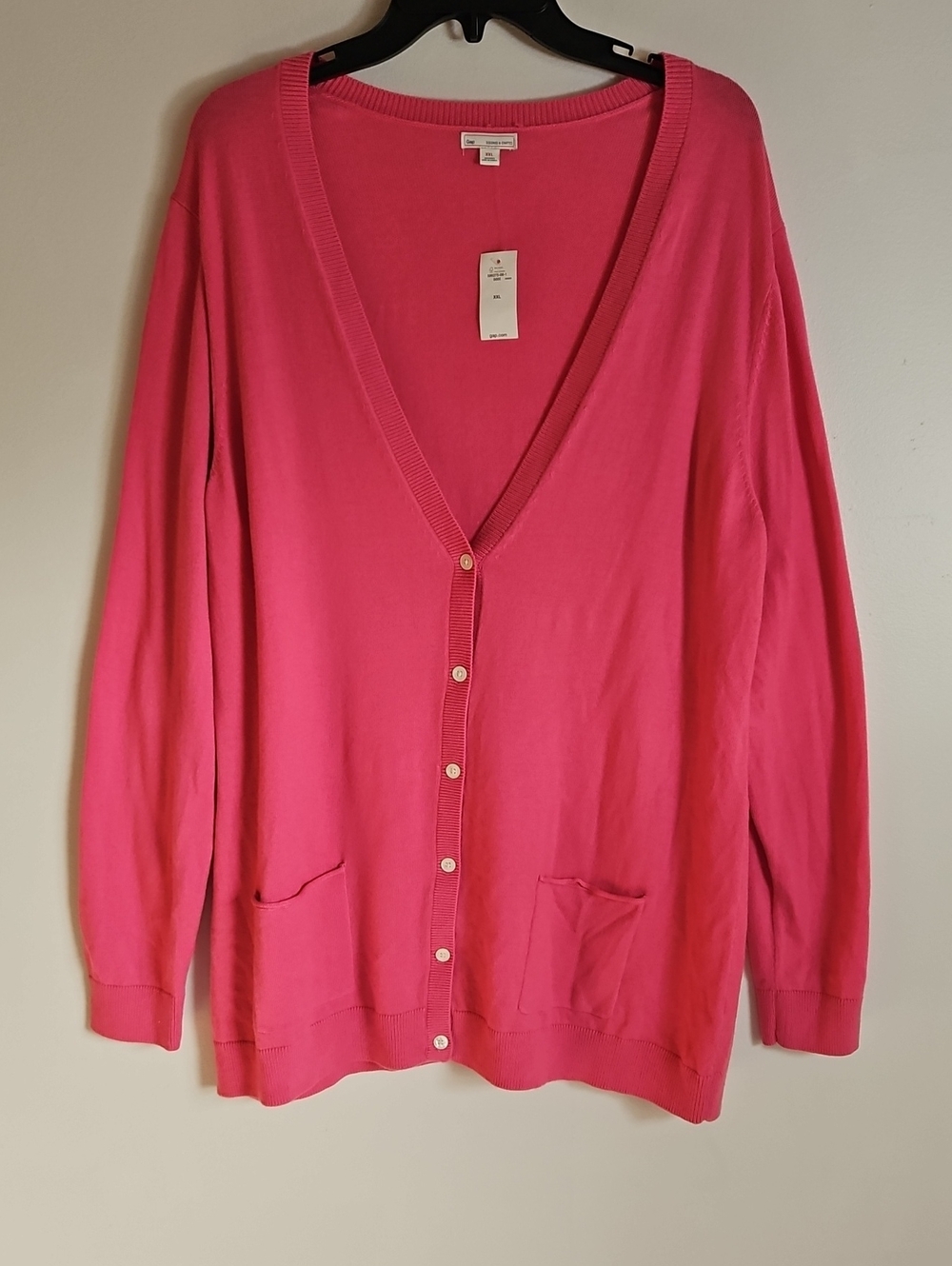 Gap Bella Cardigan Button Up Merino Wool Blend Shocking Pink XXL NEW